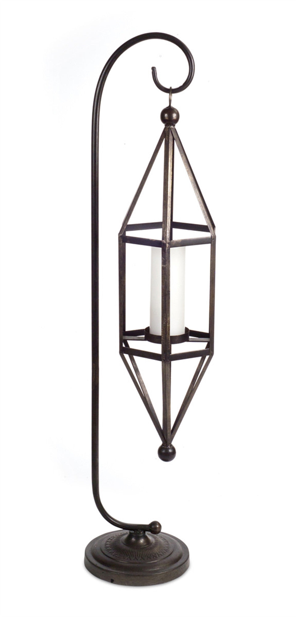 46" Black Metal Floor Lantern Candle Holder