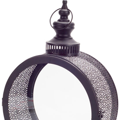 18" Black Metal Ornate Centerpiece Lantern Candle Holder