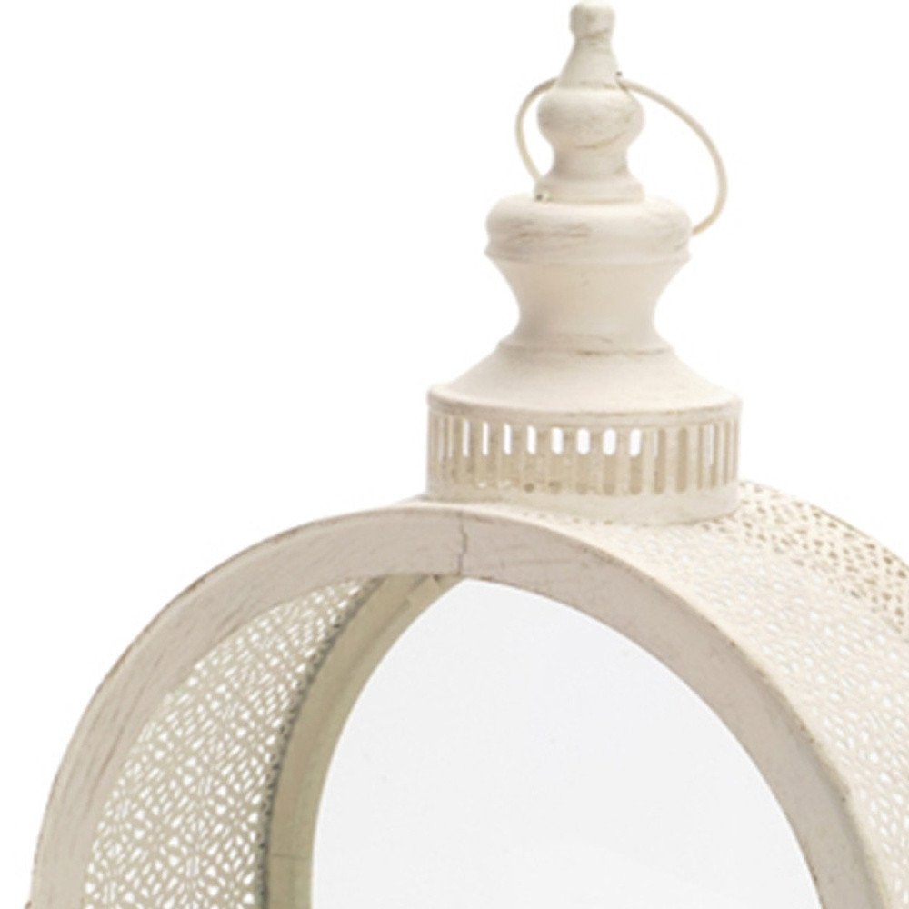 18" Ivory Ornate Metal Floor Lantern Candle Holder HomeRoots