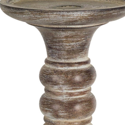 Set of Three Brown Distressed Stone Tabletop Taper Candlesticks HomeRoots