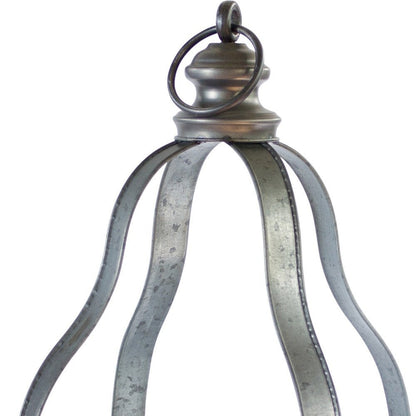 Set of Two Gray Distressed Galvanized Metal Tabletop Lantern Candle Holders HomeRoots