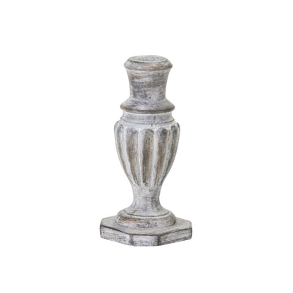 Set of Four White Washed Resin Tabletop Candle Sticks