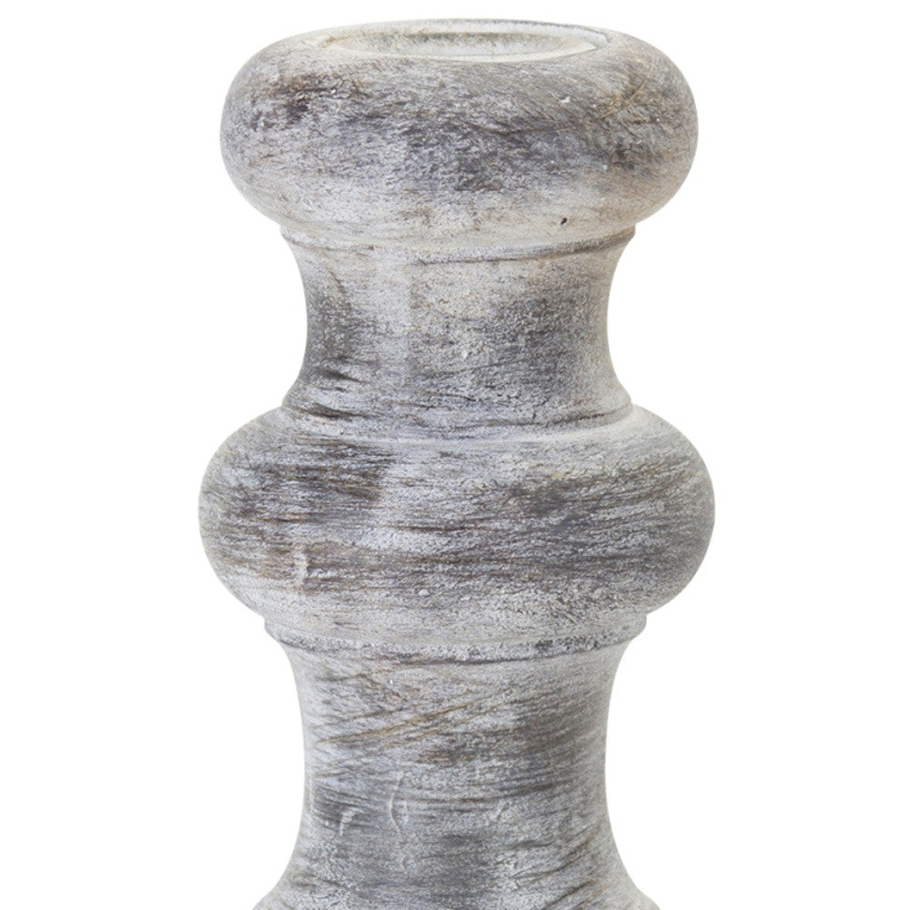 Set of Four White Washed Resin Tabletop Candle Sticks