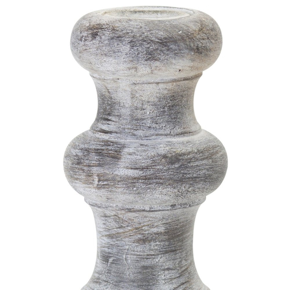 Set of Four White Washed Resin Tabletop Candle Sticks HomeRoots