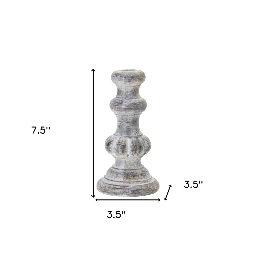 Set of Four White Washed Resin Tabletop Candle Sticks HomeRoots