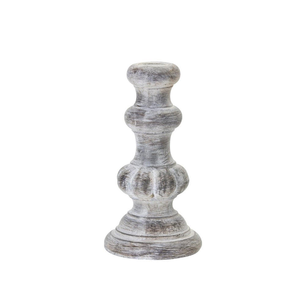 Set of Four White Washed Resin Tabletop Candle Sticks HomeRoots