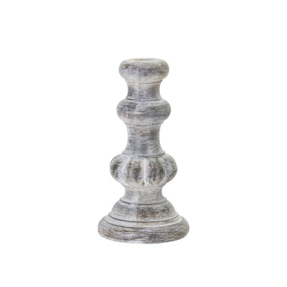 Set of Four White Washed Resin Tabletop Candle Sticks HomeRoots