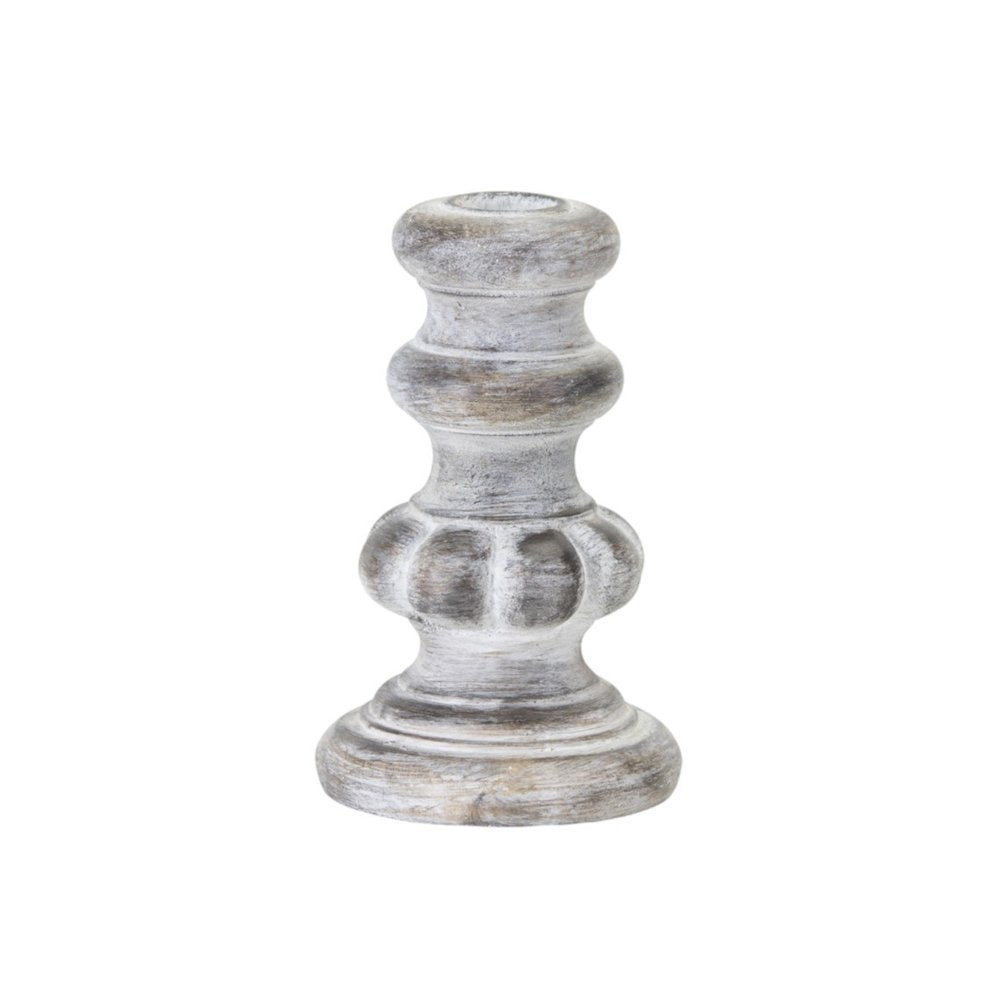 Set of Four White Washed Resin Tabletop Candle Sticks HomeRoots