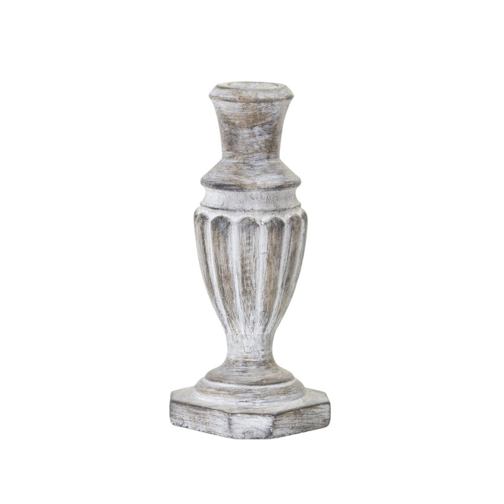 Set of Four White Washed Resin Tabletop Candle Sticks HomeRoots