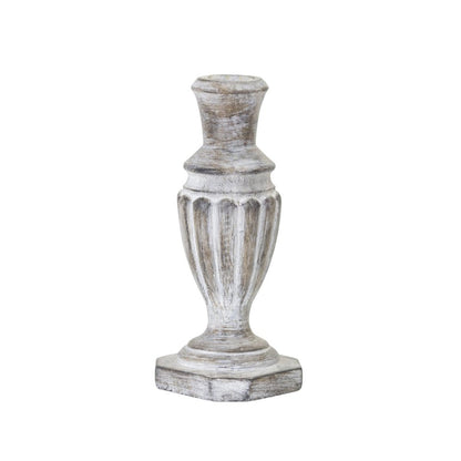 Set of Four White Washed Resin Tabletop Candle Sticks HomeRoots