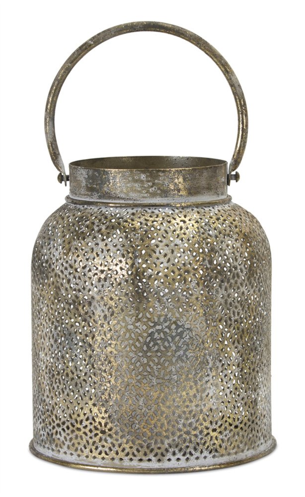 Set of Two Gold Distressed Metal Tabletop Taper Candlesticks HomeRoots