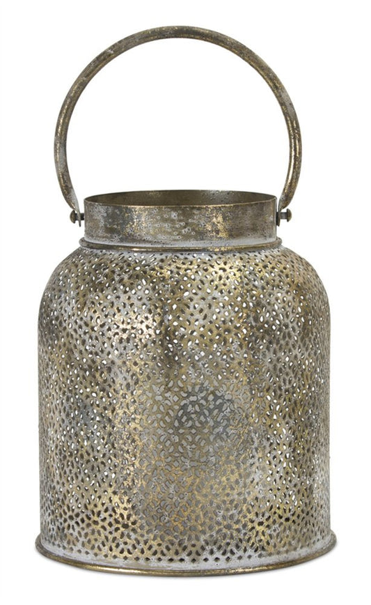 Set of Two Gold Distressed Metal Tabletop Taper Candlesticks HomeRoots