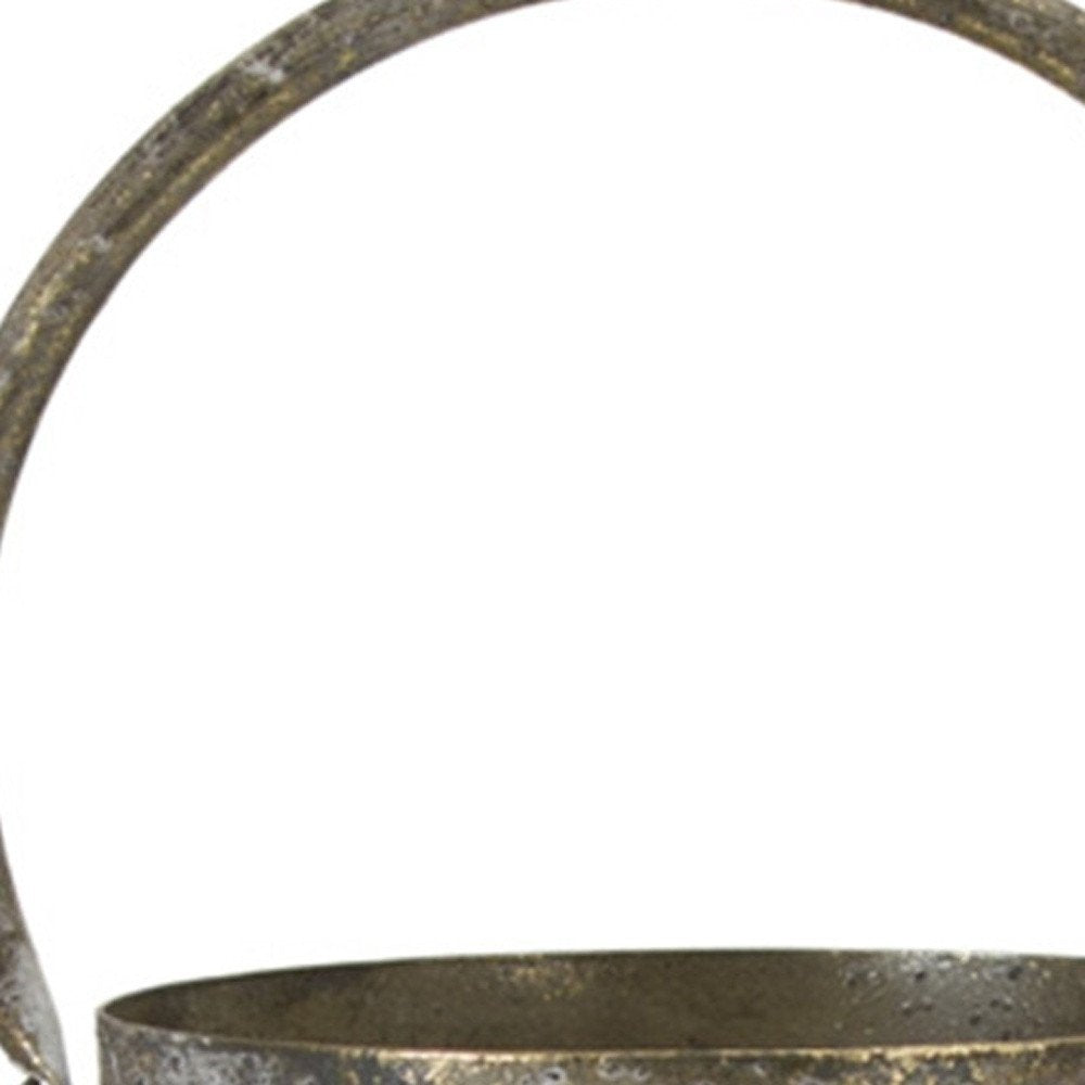 Set of Two Gold Distressed Metal Tabletop Taper Candlesticks HomeRoots