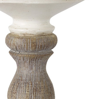 Set of Three Ivory and Natural Resin Tabletop Pillar Candle Holders HomeRoots