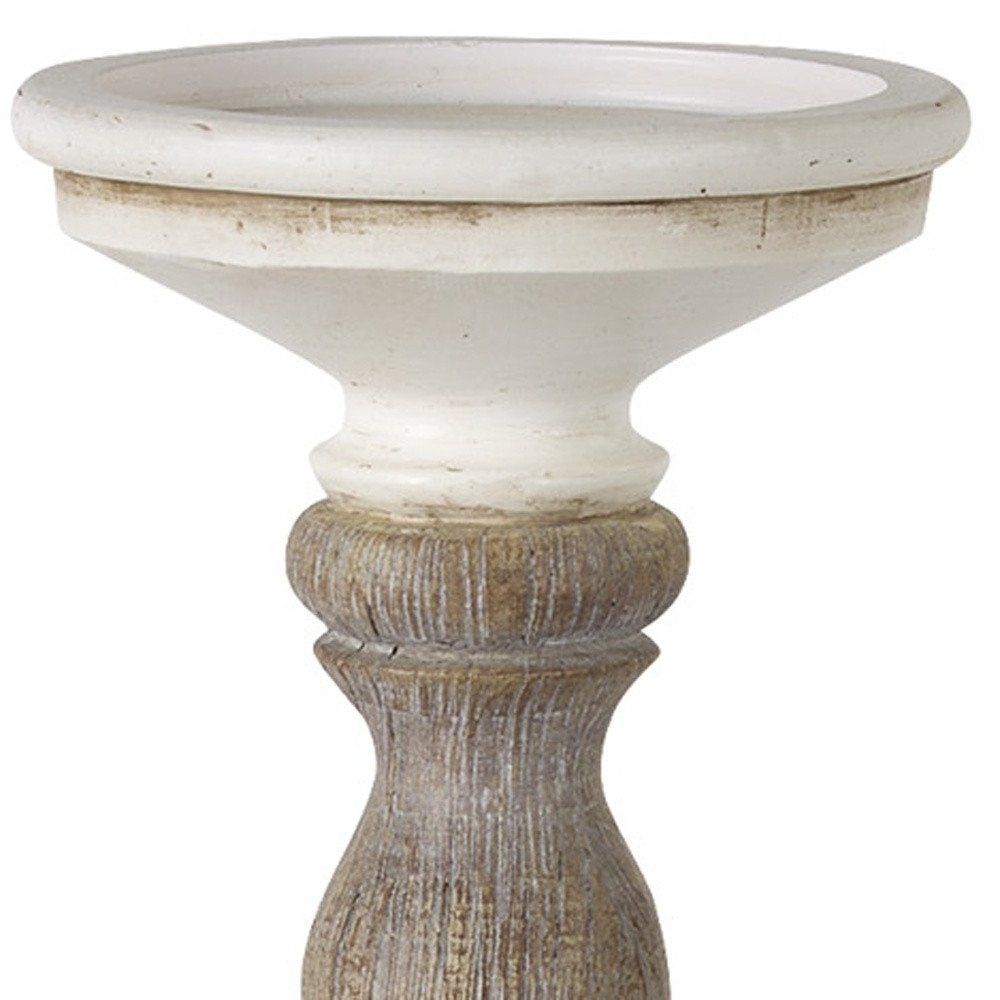 Set of Three Ivory and Natural Resin Tabletop Pillar Candle Holders HomeRoots
