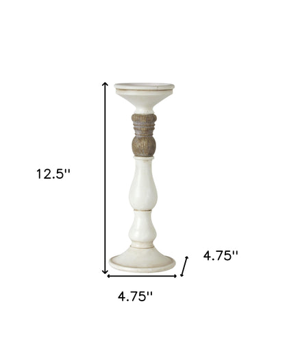 Set of Three Ivory and Natural Resin Tabletop Pillar Candle Holders