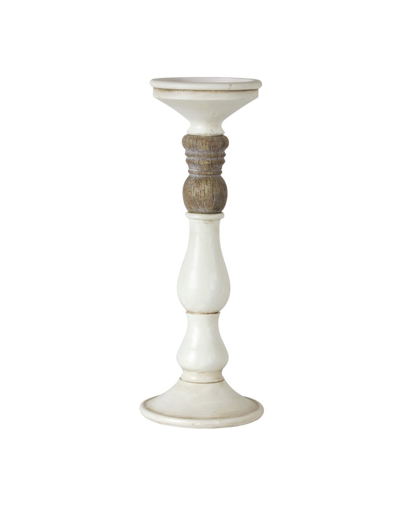 Set of Three Ivory and Natural Resin Tabletop Pillar Candle Holders HomeRoots