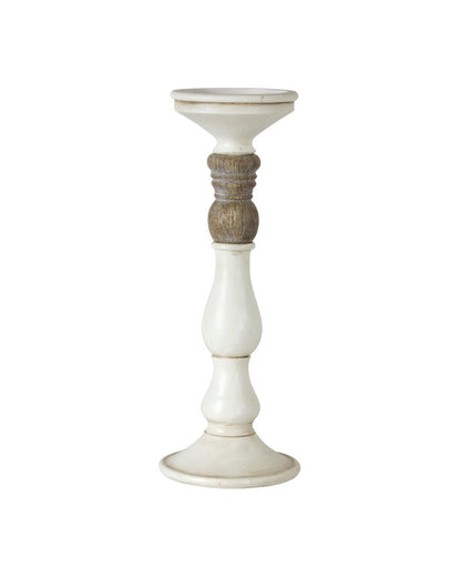 Set of Three Ivory and Natural Resin Tabletop Pillar Candle Holders HomeRoots