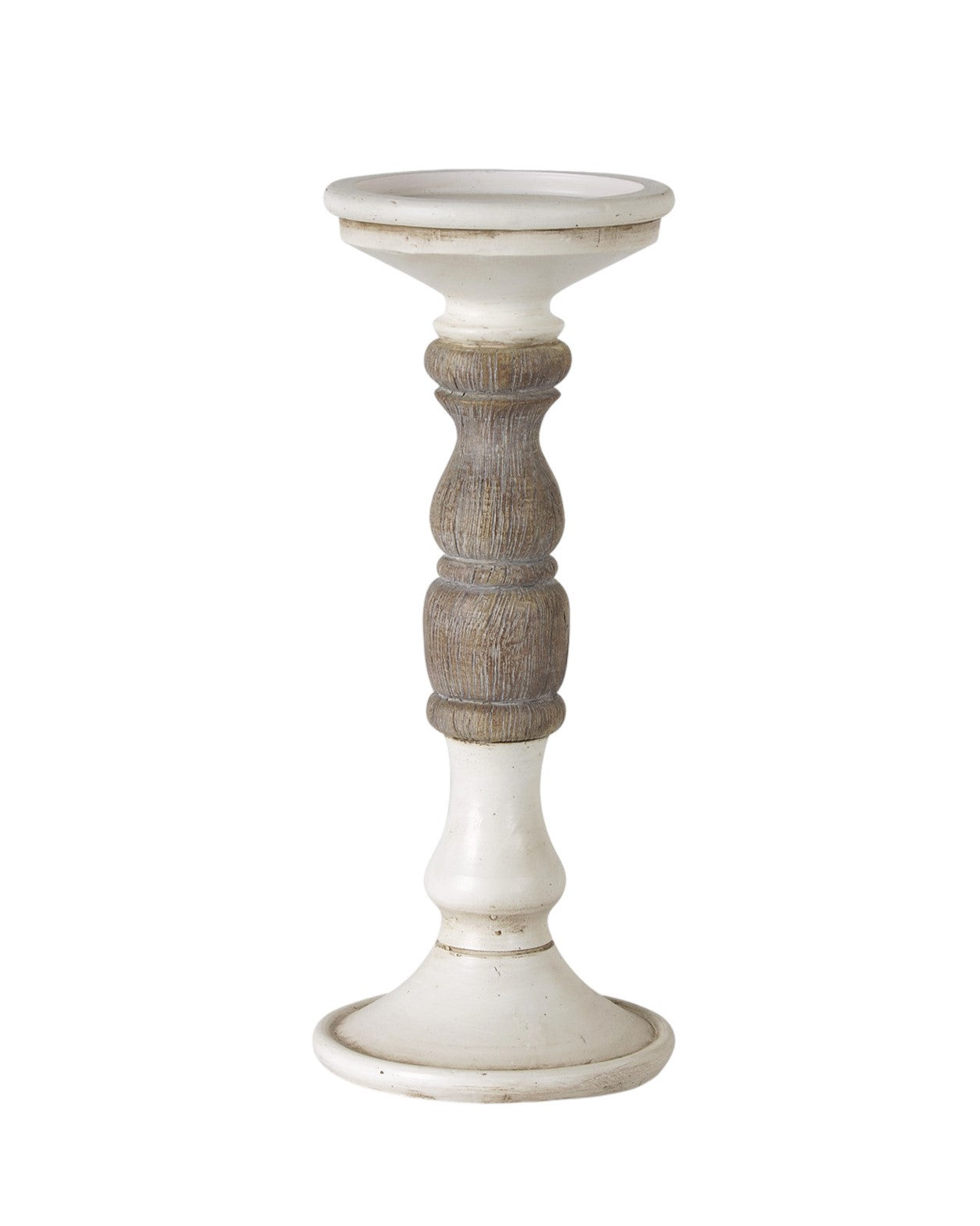 Set of Three Ivory and Natural Resin Tabletop Pillar Candle Holders