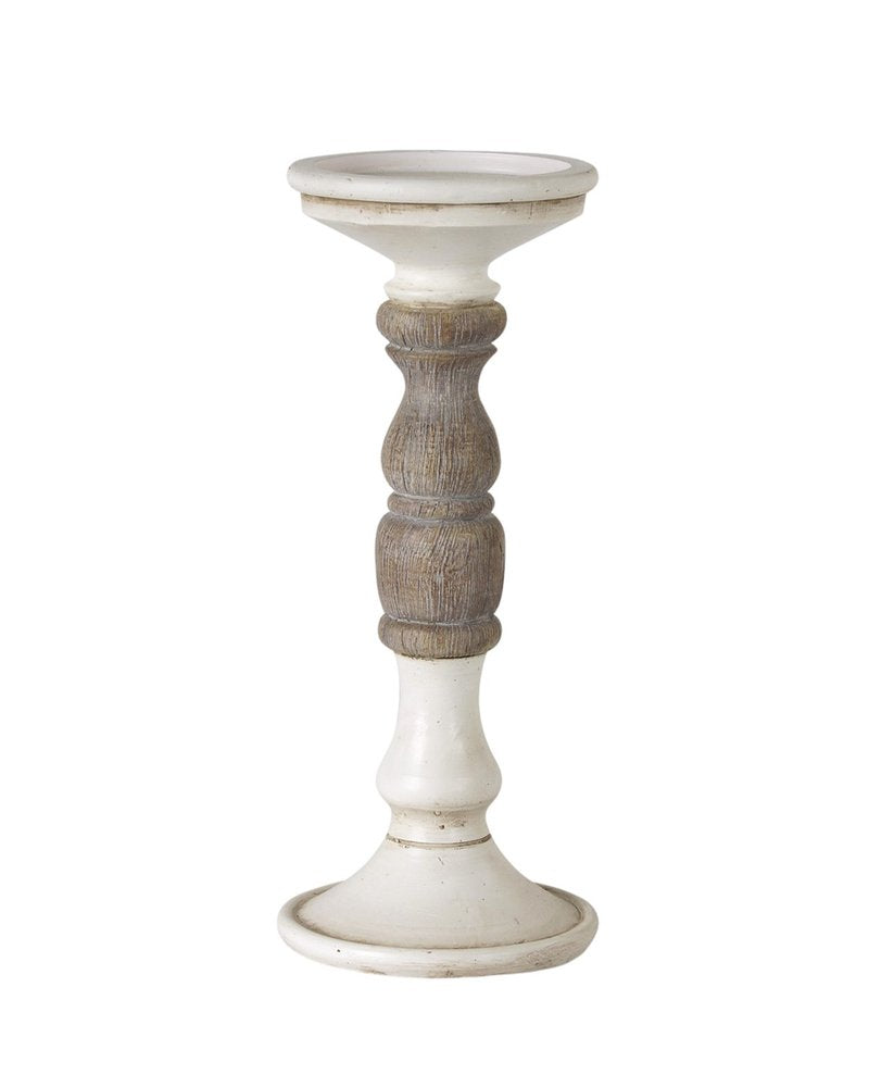Set of Three Ivory and Natural Resin Tabletop Pillar Candle Holders HomeRoots