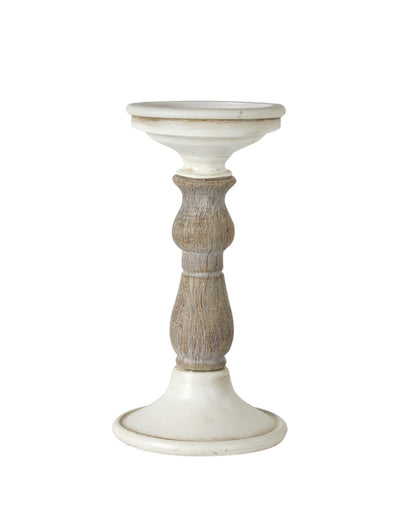 Set of Three Ivory and Natural Resin Tabletop Pillar Candle Holders