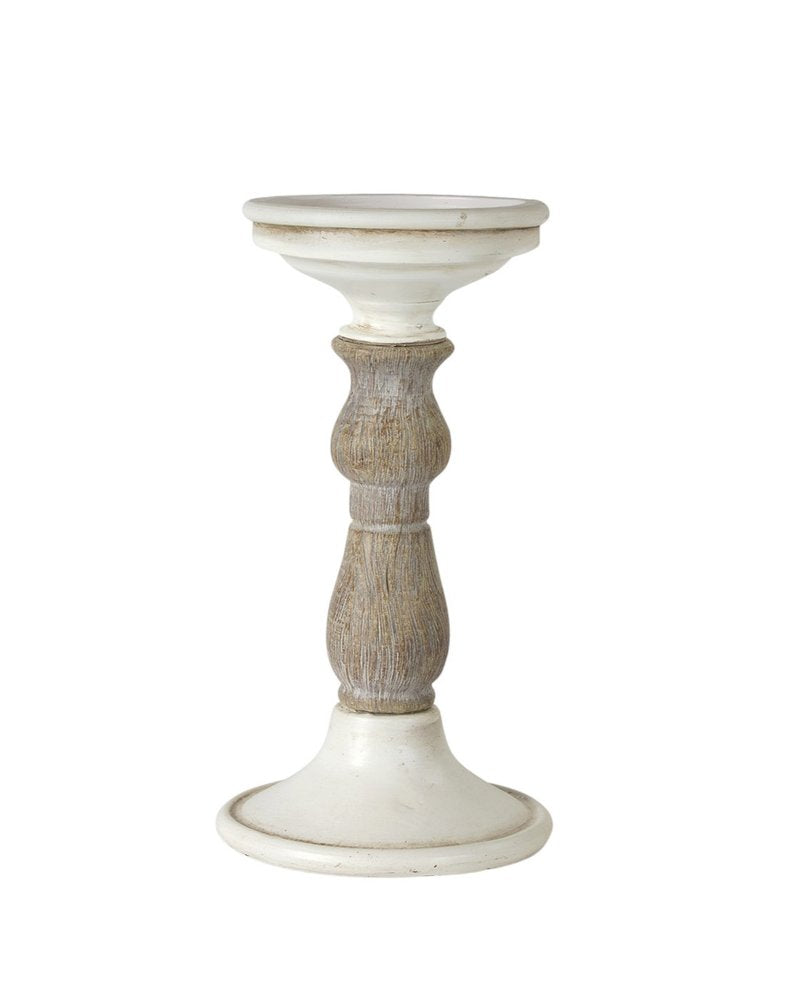 Set of Three Ivory and Natural Resin Tabletop Pillar Candle Holders HomeRoots