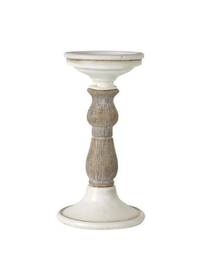 Set of Three Ivory and Natural Resin Tabletop Pillar Candle Holders HomeRoots