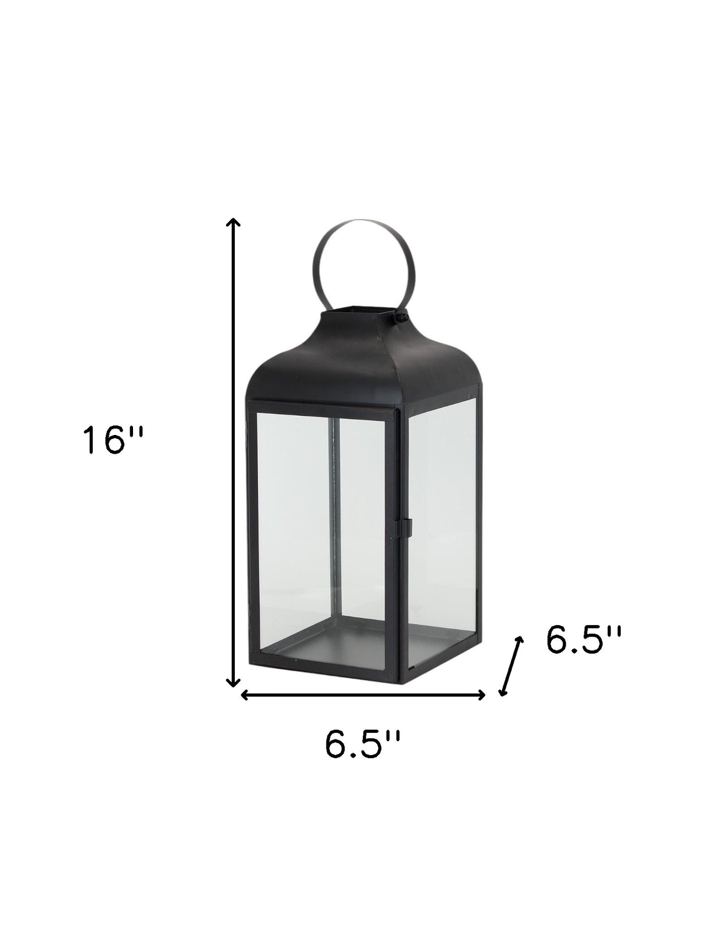 Set Of Two Black Flameless Floor Lantern Candle Holder