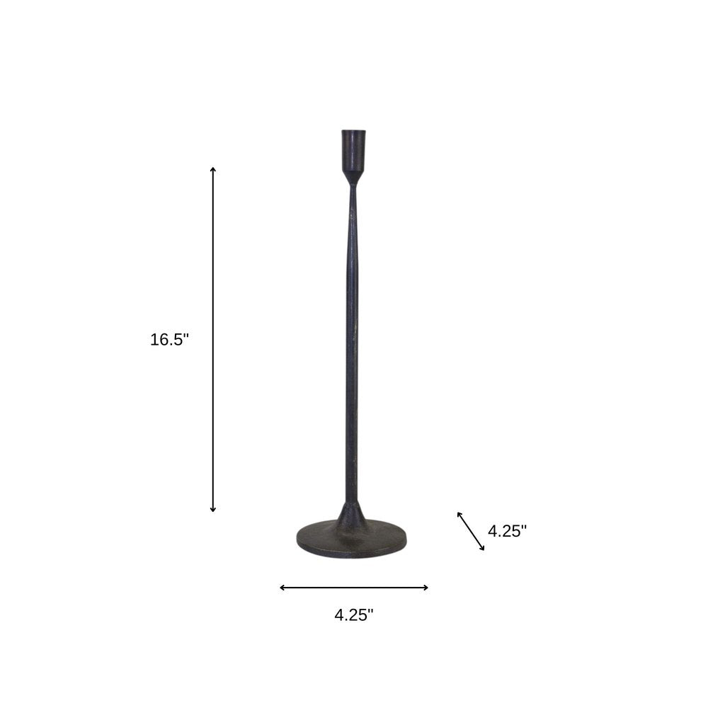 Set of Two Black Distressed Metal Tabletop Taper Candle Holders HomeRoots