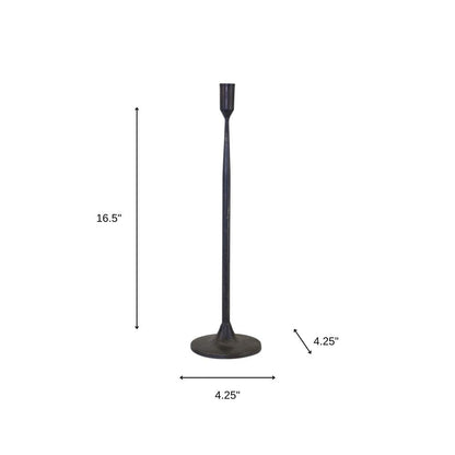 Set of Two Black Distressed Metal Tabletop Taper Candle Holders HomeRoots