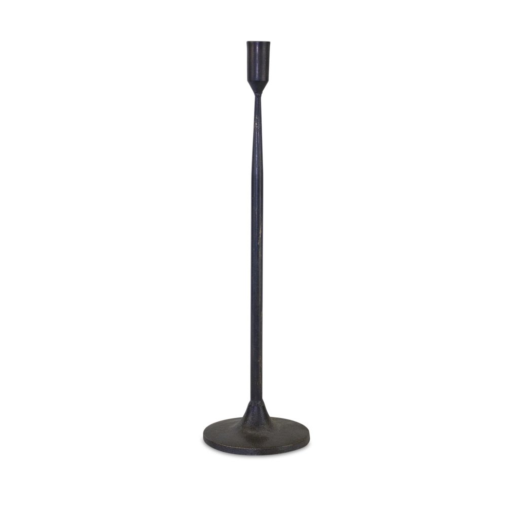 Set of Two Black Distressed Metal Tabletop Taper Candle Holders HomeRoots