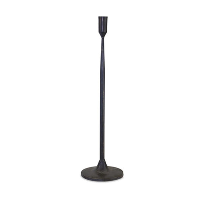 Set of Two Black Distressed Metal Tabletop Taper Candle Holders HomeRoots