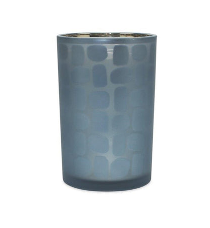 Set of Two Navy Blue Abstract Glass Tabletop Tealight Candle Holders HomeRoots