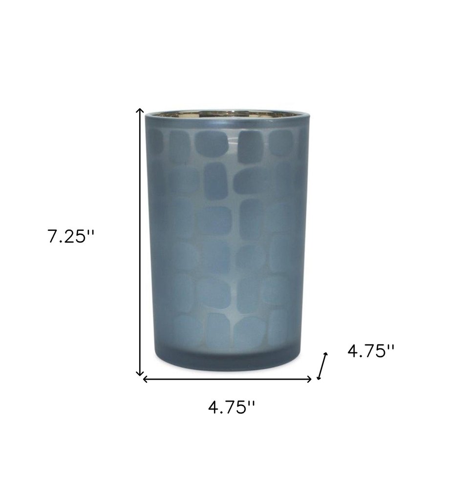 Set of Two Navy Blue Abstract Glass Tabletop Tealight Candle Holders HomeRoots