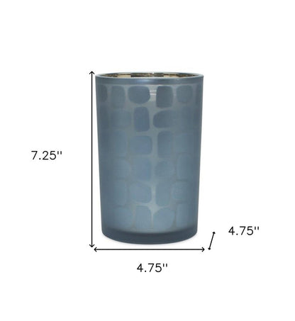 Set of Two Navy Blue Abstract Glass Tabletop Tealight Candle Holders HomeRoots