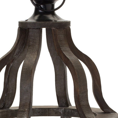 23" Black Geometric Wood And Glass Tabletop Lantern Candle Holder HomeRoots