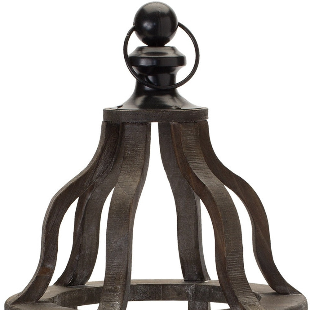 23" Brown Flameless Floor Hurricane Candle Holder