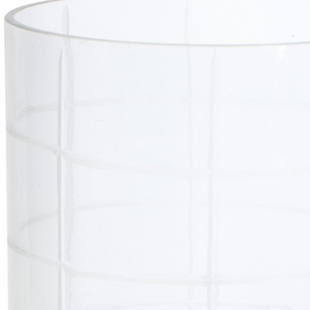 12" Silver And Clear Geometric Iron And Glass Tabletop Hurricane Candle Holder HomeRoots