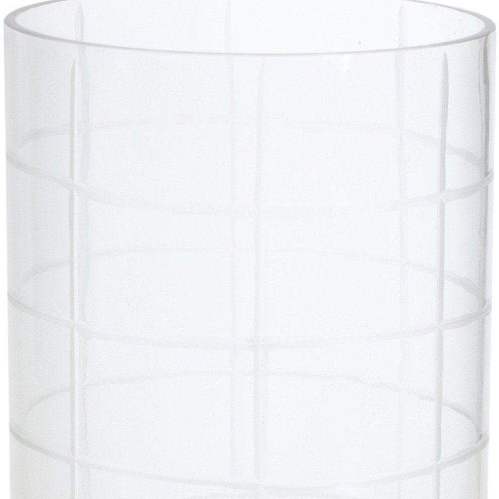 12" Silver And Clear Geometric Iron And Glass Tabletop Hurricane Candle Holder HomeRoots