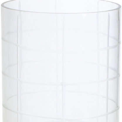 12" Silver And Clear Geometric Iron And Glass Tabletop Hurricane Candle Holder HomeRoots