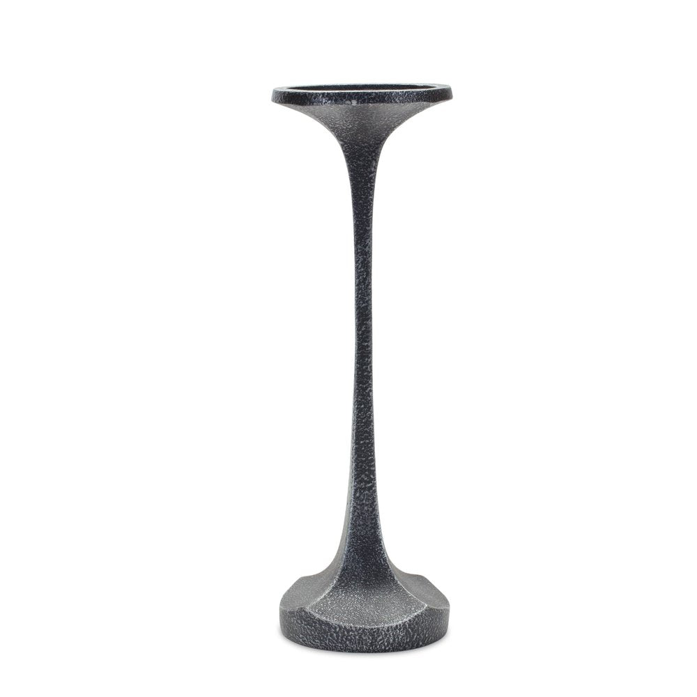 Set of Three Dark Gray Distressed Abstract Polyresin Tabletop Pillar Candle Holders HomeRoots