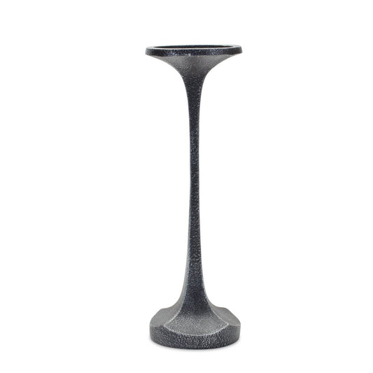 Set of Three Dark Gray Distressed Abstract Polyresin Tabletop Pillar Candle Holders HomeRoots