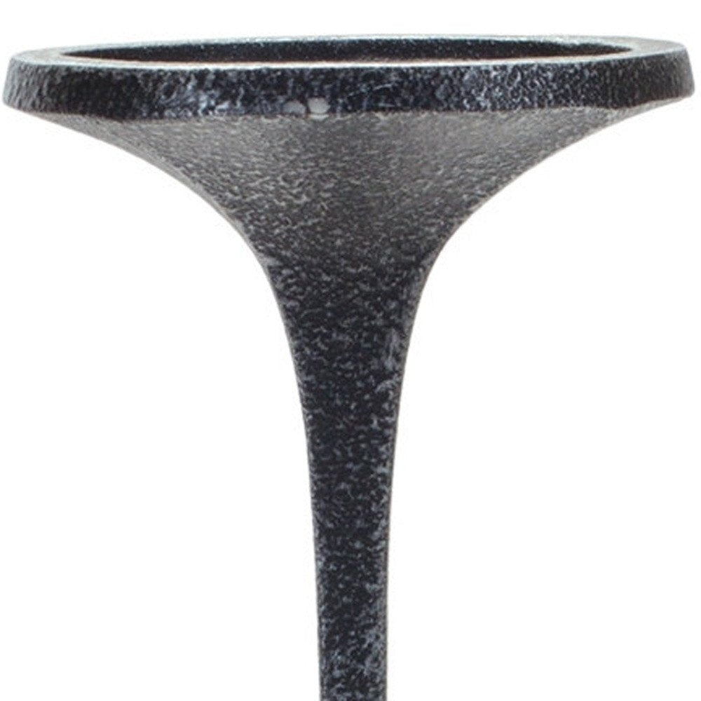 Set of Three Dark Gray Distressed Abstract Polyresin Tabletop Pillar Candle Holders HomeRoots