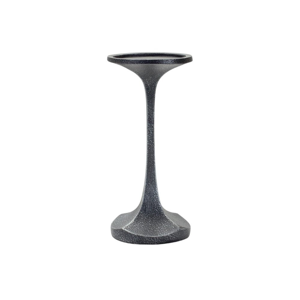 Set of Three Dark Gray Distressed Abstract Polyresin Tabletop Pillar Candle Holders HomeRoots