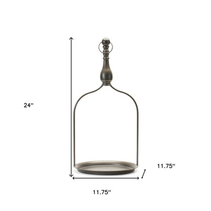 24" Brown Distressed Iron Tabletop Dish Candle Holder HomeRoots