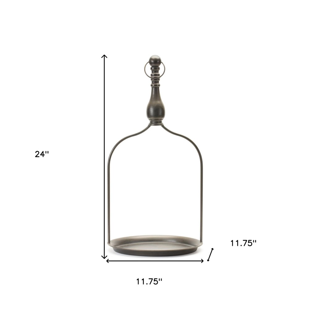 24" Brown Distressed Iron Tabletop Dish Candle Holder HomeRoots