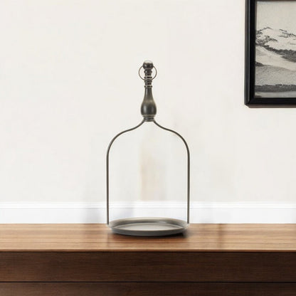 24" Brown Distressed Iron Tabletop Dish Candle Holder HomeRoots