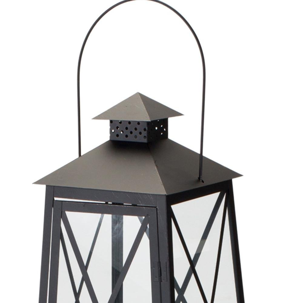 Set of Two Black Distressed Ornate Iron Tabletop Lantern Candle Holders HomeRoots