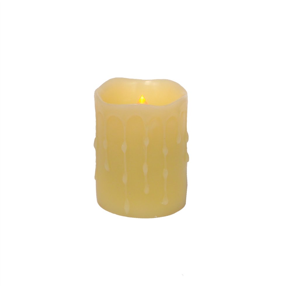 Set of Four Yellow Flameless Pillar Candles HomeRoots
