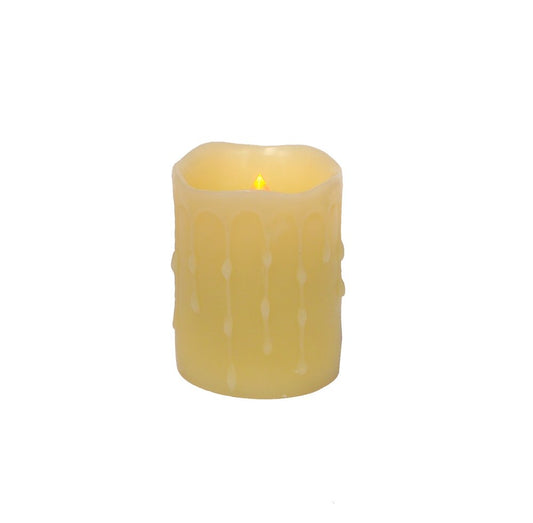 Set of Four Yellow Flameless Pillar Candles HomeRoots